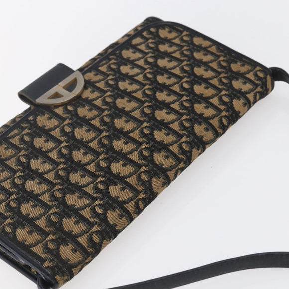 Christian Dior Trotter Canvas Shoulder Bag Navy Gold Auth ep11961