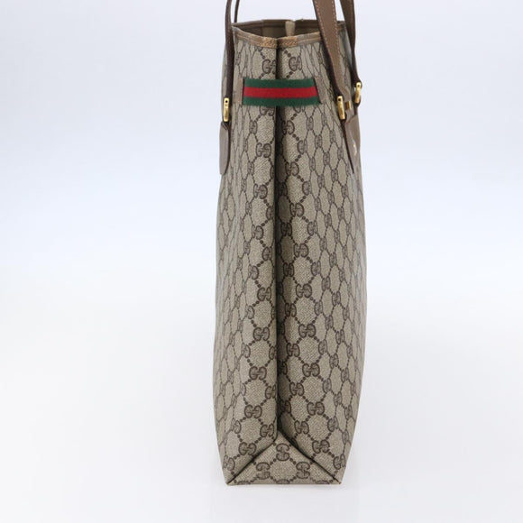GUCCI GG Supreme Web Sherry Line Tote Bag PVC Beige Gold 39 02 091 Auth ep11968