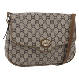 GUCCI GG Plus Supreme Shoulder Bag PVC Beige Gold Auth ep11969