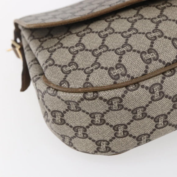 GUCCI GG Plus Supreme Shoulder Bag PVC Beige Gold Auth ep11969