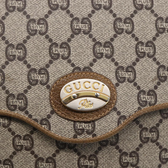 GUCCI GG Plus Supreme Shoulder Bag PVC Beige Gold Auth ep11969