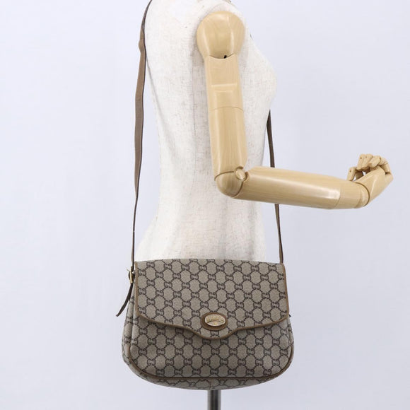 GUCCI GG Plus Supreme Shoulder Bag PVC Beige Gold Auth ep11969
