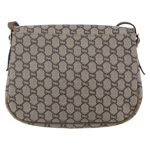GUCCI GG Plus Supreme Shoulder Bag PVC Beige Gold Auth ep11969