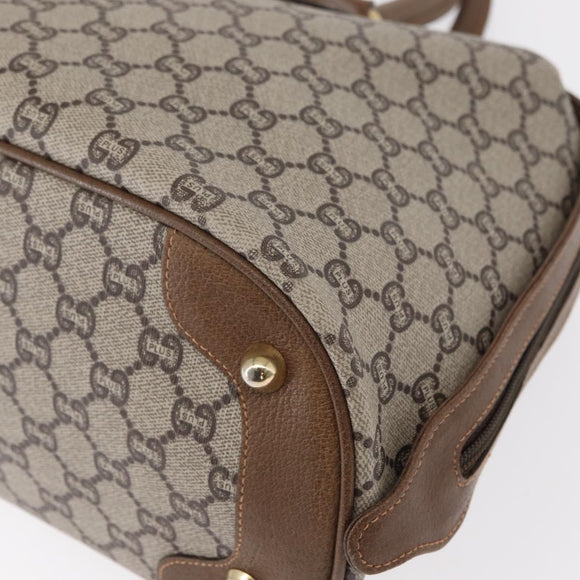 GUCCI GG Plus Supreme Boston Bag PVC Beige Gold Auth ep11970
