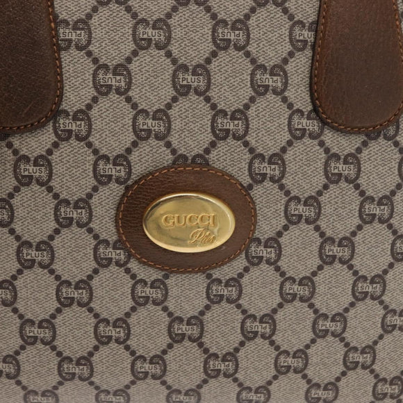 GUCCI GG Plus Supreme Boston Bag PVC Beige Gold Auth ep11970
