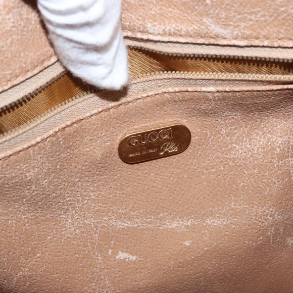 GUCCI GG Plus Supreme Boston Bag PVC Beige Gold Auth ep11970