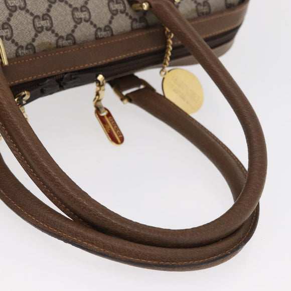 GUCCI GG Plus Supreme Boston Bag PVC Beige Gold Auth ep11970