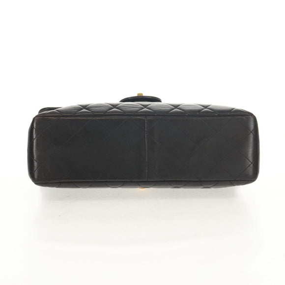 CHANEL Matelasse Double Face Chain Bag Lamb Skin Black Gold CC Auth ep11971A