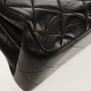 CHANEL Matelasse Double Face Chain Bag Lamb Skin Black Gold CC Auth ep11971A-17