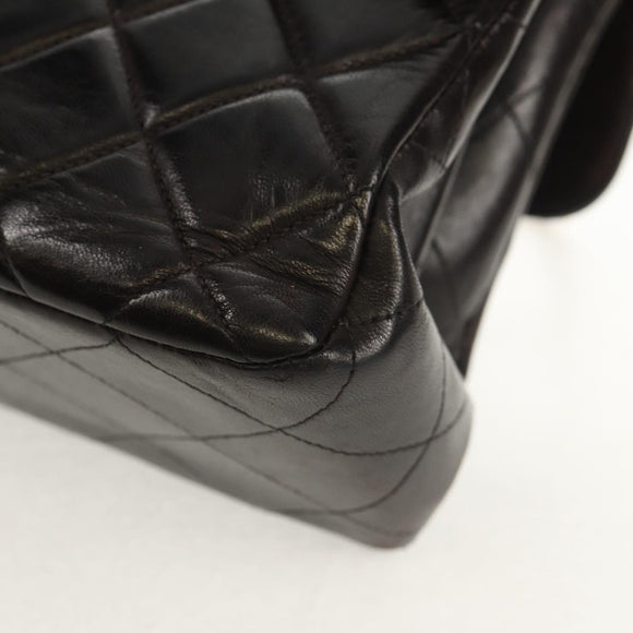 CHANEL Matelasse Double Face Chain Bag Lamb Skin Black Gold CC Auth ep11971A