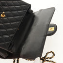 CHANEL Matelasse Double Face Chain Bag Lamb Skin Black Gold CC Auth ep11971A-20