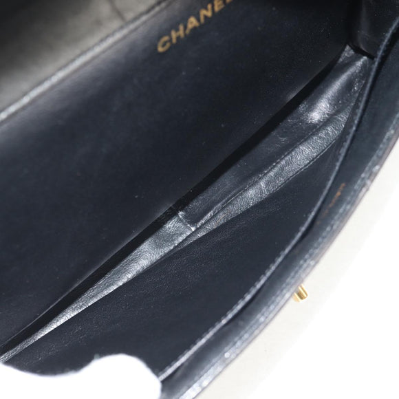CHANEL Matelasse Double Face Chain Bag Lamb Skin Black Gold CC Auth ep11971A