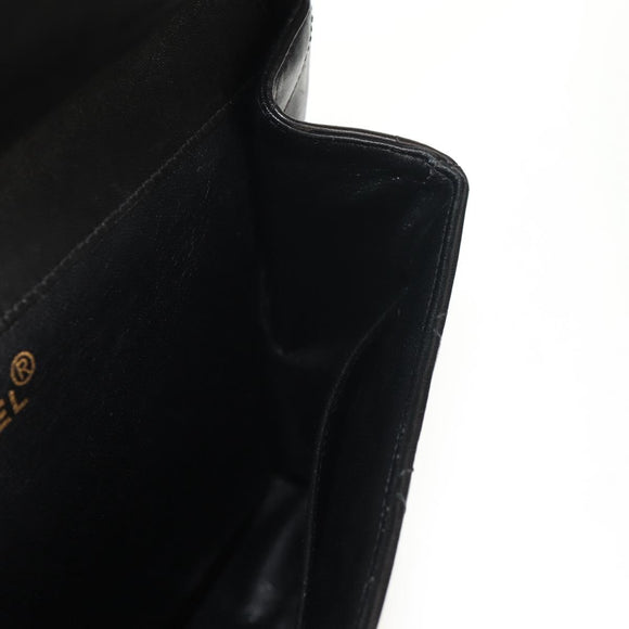 CHANEL Matelasse Double Face Chain Bag Lamb Skin Black Gold CC Auth ep11971A