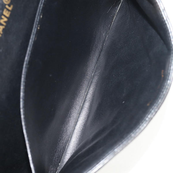 CHANEL Matelasse Double Face Chain Bag Lamb Skin Black Gold CC Auth ep11971A