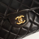CHANEL Matelasse Double Face Chain Bag Lamb Skin Black Gold CC Auth ep11971A-26