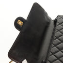 CHANEL Matelasse Double Face Chain Bag Lamb Skin Black Gold CC Auth ep11971A-27
