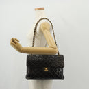 CHANEL Matelasse Double Face Chain Bag Lamb Skin Black Gold CC Auth ep11971A-34