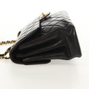 CHANEL Matelasse Double Face Chain Bag Lamb Skin Black Gold CC Auth ep11971A-3