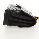CHANEL Matelasse Double Face Chain Bag Lamb Skin Black Gold CC Auth ep11971A-4