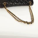 CHANEL Matelasse Double Face Chain Bag Lamb Skin Black Gold CC Auth ep11971A-7