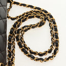CHANEL Matelasse Double Face Chain Bag Lamb Skin Black Gold CC Auth ep11971A-8