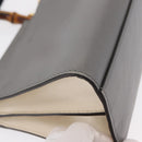 GUCCI Bamboo Sherry Line Hand Bag Leather 2way Gray Gold 470271 Auth ep11972-10