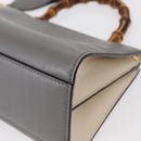 GUCCI Bamboo Sherry Line Hand Bag Leather 2way Gray Gold 470271 Auth ep11972-15