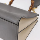 GUCCI Bamboo Sherry Line Hand Bag Leather 2way Gray Gold 470271 Auth ep11972-17