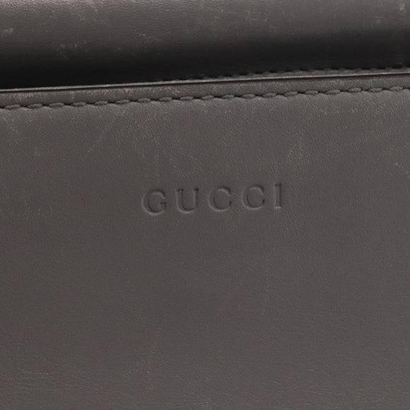 GUCCI Bamboo Sherry Line Hand Bag Leather 2way Gray Gold 470271 Auth ep11972