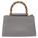 GUCCI Bamboo Sherry Line Hand Bag Leather 2way Gray Gold 470271 Auth ep11972-13