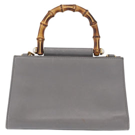 GUCCI Bamboo Sherry Line Hand Bag Leather 2way Gray Gold 470271 Auth ep11972 - 0