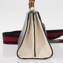 GUCCI Bamboo Sherry Line Hand Bag Leather 2way Gray Gold 470271 Auth ep11972-4