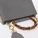 GUCCI Bamboo Sherry Line Hand Bag Leather 2way Gray Gold 470271 Auth ep11972-6
