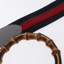 GUCCI Bamboo Sherry Line Hand Bag Leather 2way Gray Gold 470271 Auth ep11972-8