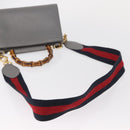 GUCCI Bamboo Sherry Line Hand Bag Leather 2way Gray Gold 470271 Auth ep11972-9