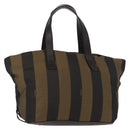 FENDI Pecan Canvas Hand Bag Black Brown Auth ep11974-1