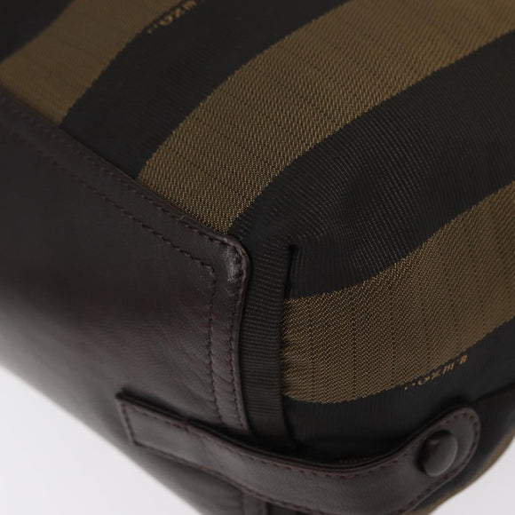 FENDI Pecan Canvas Hand Bag Black Brown Auth ep11974
