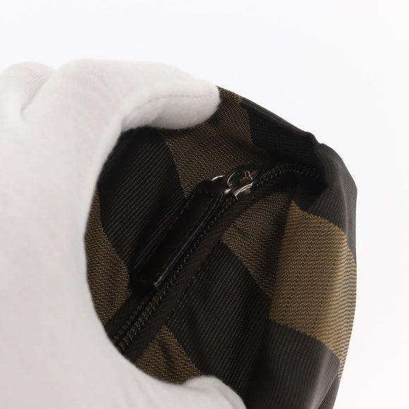 FENDI Pecan Canvas Hand Bag Black Brown Auth ep11974