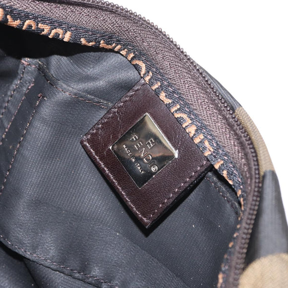 FENDI Pecan Canvas Hand Bag Black Brown Auth ep11974