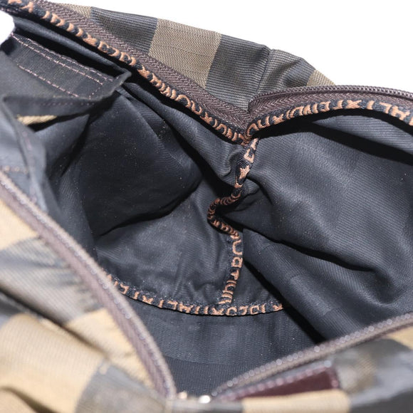 FENDI Pecan Canvas Hand Bag Black Brown Auth ep11974