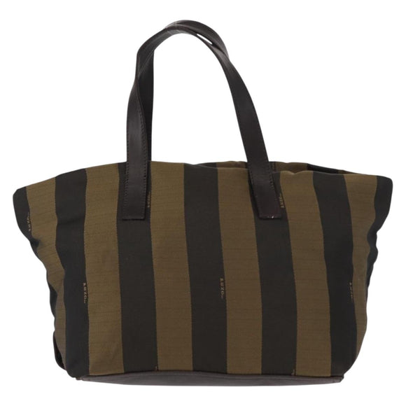 FENDI Pecan Canvas Hand Bag Black Brown Auth ep11974
