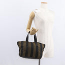 FENDI Pecan Canvas Hand Bag Black Brown Auth ep11974-21
