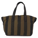 FENDI Pecan Canvas Hand Bag Black Brown Auth ep11974-2