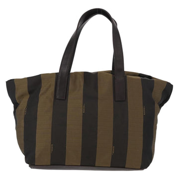 FENDI Pecan Canvas Hand Bag Black Brown Auth ep11974 - 0