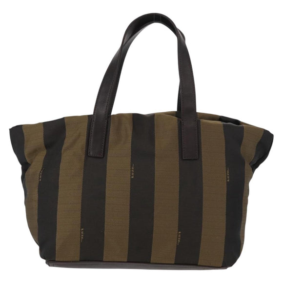 FENDI Pecan Canvas Hand Bag Black Brown Auth ep11974