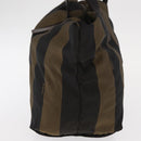 FENDI Pecan Canvas Hand Bag Black Brown Auth ep11974-3