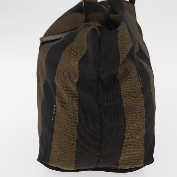 FENDI Pecan Canvas Hand Bag Black Brown Auth ep11974