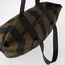 FENDI Pecan Canvas Hand Bag Black Brown Auth ep11974-6