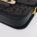 CELINE C Sulky Horse Carriage Shoulder Bag Canvas Leather Navy Gold Auth ep11975-11