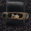CELINE C Sulky Horse Carriage Shoulder Bag Canvas Leather Navy Gold Auth ep11975-14